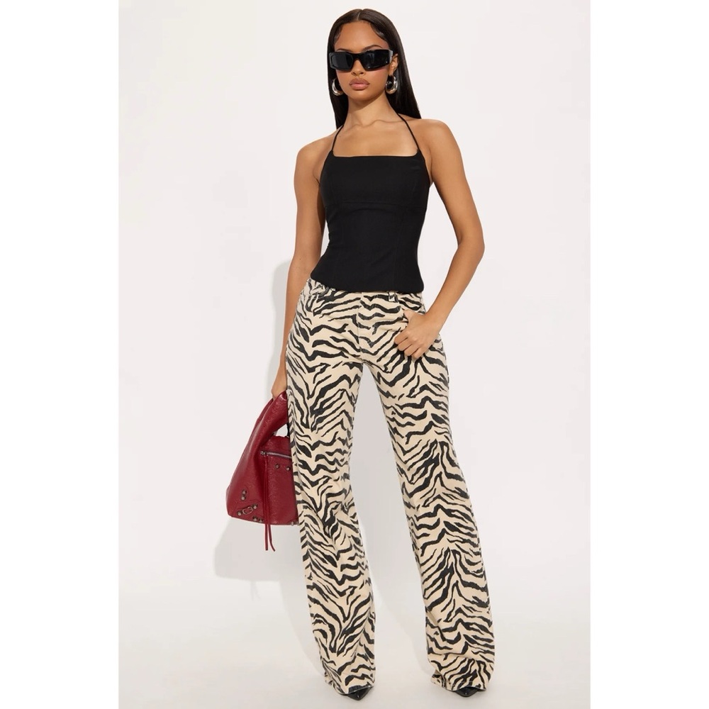 Tall Savanna High Rise Printed Flare Jeans - Cream/combo